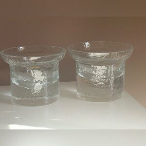 Set of two Krosno Poland Crackle candle/votive holders. Crate & Barrel